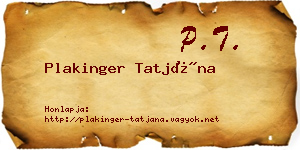 Plakinger Tatjána névjegykártya